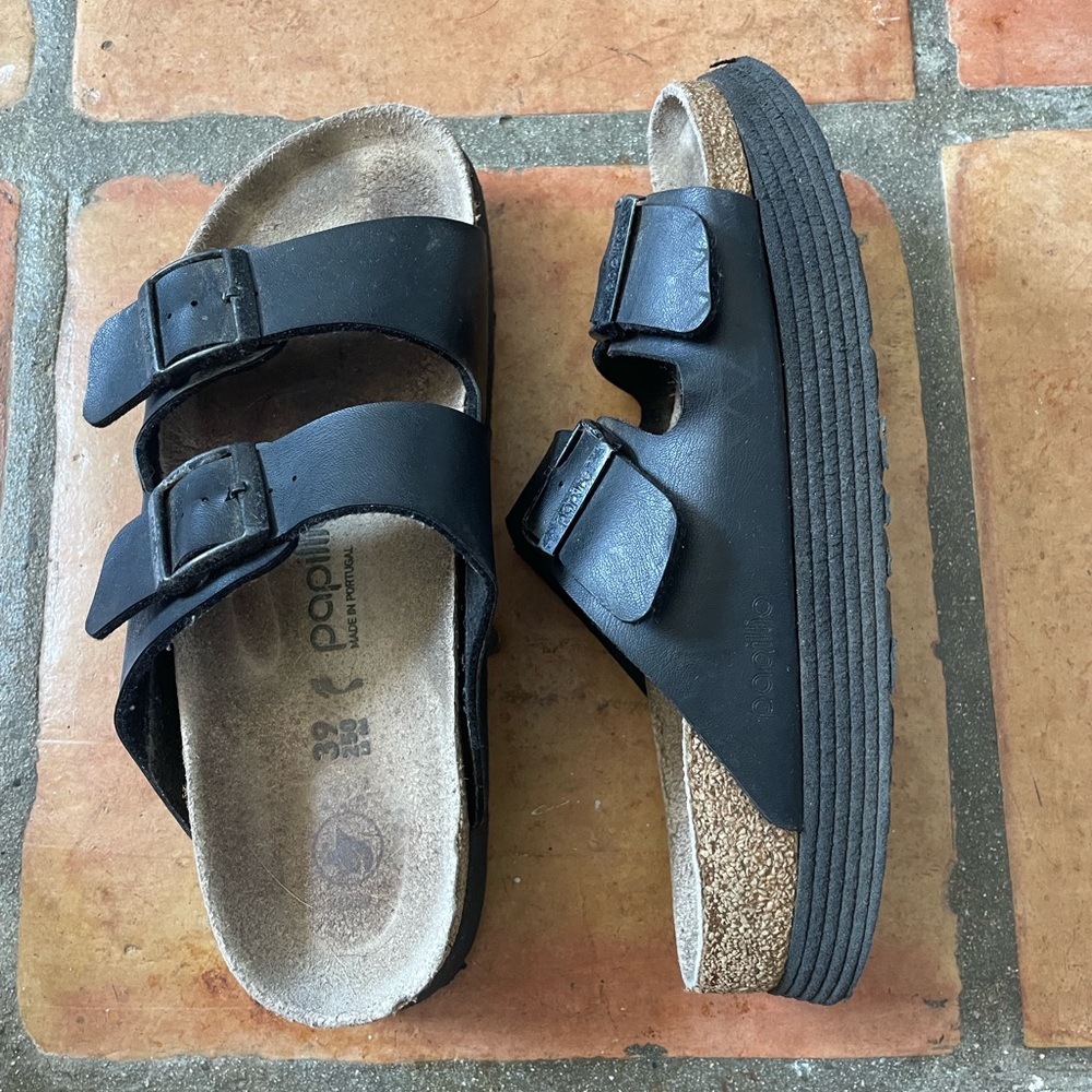 Birkenstock Black Papillio Sandals- Arizona Flex Platform Vegan